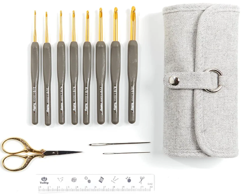 Crochet Tulip noir et or et &eacute;tui