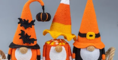 gnomes boite &agrave; bonbons halloween au crochet