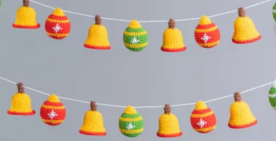 guirlande de no&euml;l au crochet - d&eacute;co de no&euml;l crochet