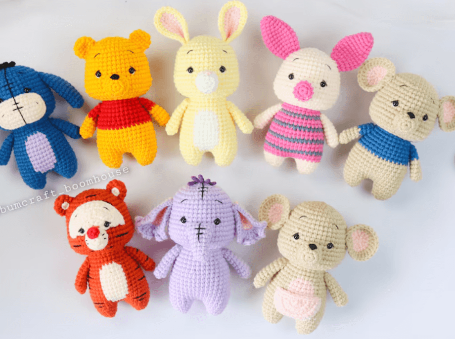 tous les personnages de winnie au crochet
