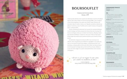 boursouflet amigurumi niveau intermédiare du livre harry potter la magie du crochet amigurumi