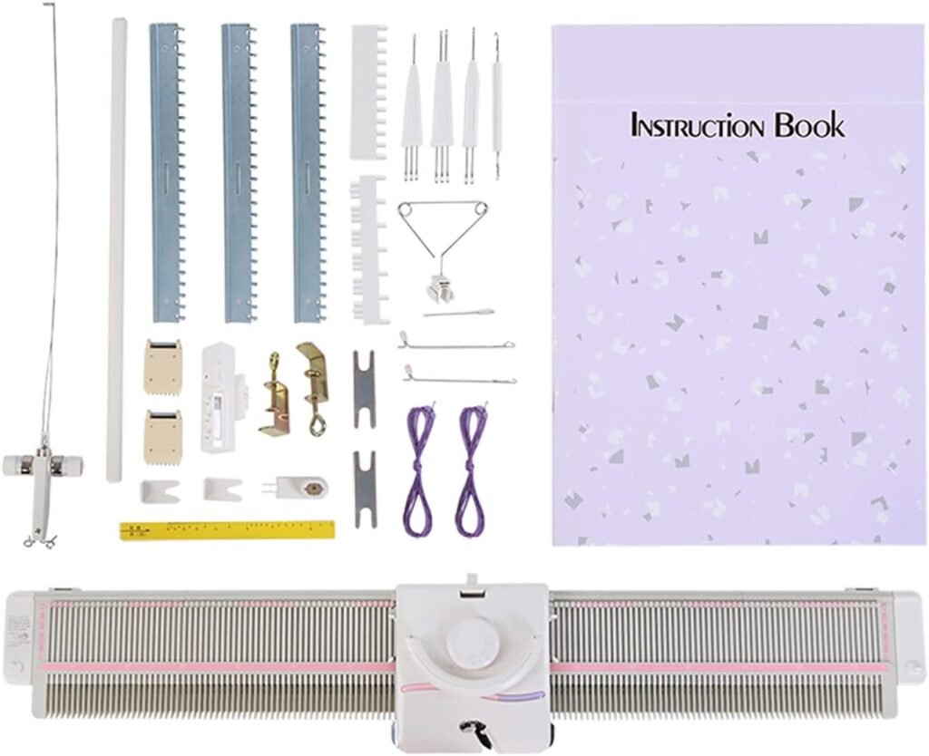 LK150 Machine à Tricoter, Machines à Tricoter Domestiques en Plastique pour Adultes Machine électrique avec Accessoires LK150 6,5 Mm Calibre Moyen 150 Points Silver creed