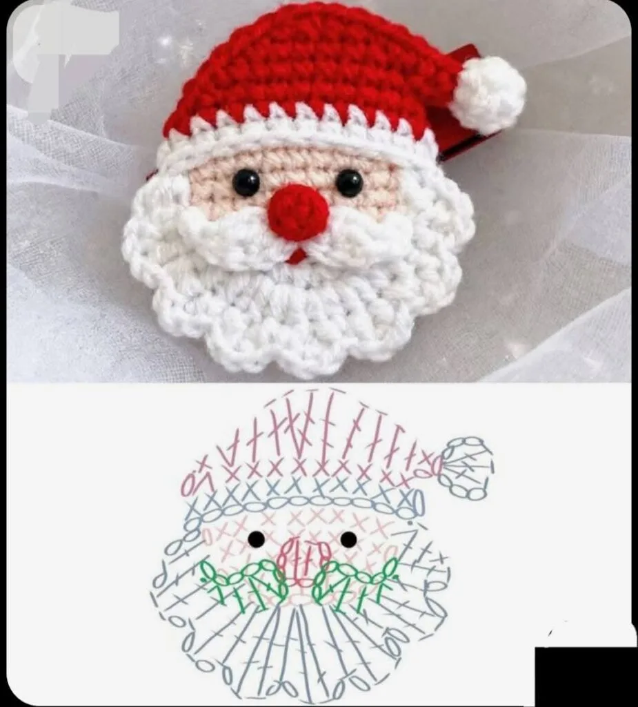 patron tete de pere noel au crochet gratuit
