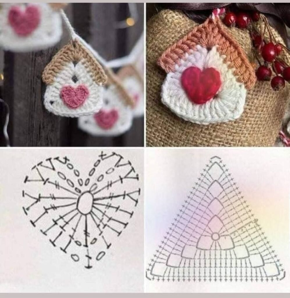 patron maison au crochet gratuit et coeur au crochet gratuit