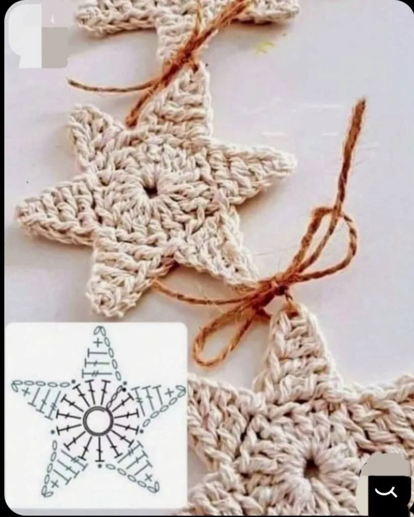 patron &eacute;toile &agrave; suspendre dans le sapin au crochet