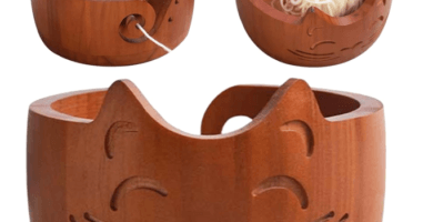 bol à laine en bois chat pour ranger la laine